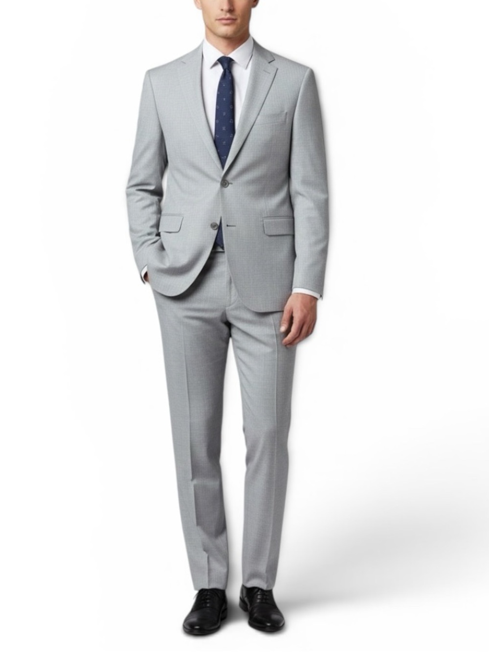 Reaction Kenneth Cole Techni-Cole Silver 2 Piece Suit 40R Pants 33W | NWT